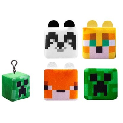 8CM MINECRAFT PLUSH CUBE CLIP  ON 4ASST