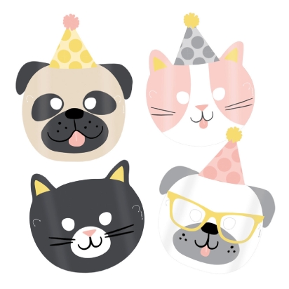 8 Masques Papier Hello Pets 16.7 x 23.2