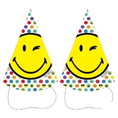 8 Chapeaux coniques Smileyworld Papier
