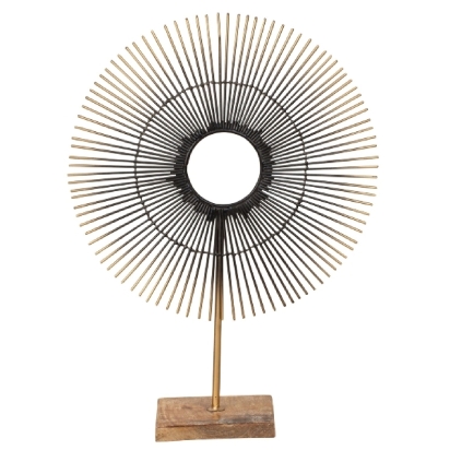 Sculpture en métal "soleil" sur socle en