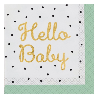 16 Serviettes Hello Baby 33 x 33 cm