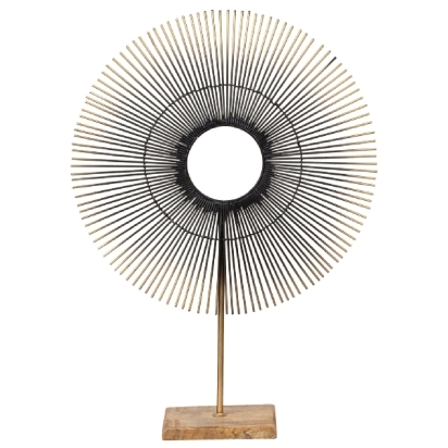 Sculpture en métal  soleil  sur socle en