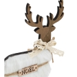 Déco renne bois fourrure 21cm