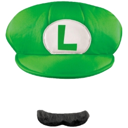 SUPER MARIO HAT & MOUSTACHE LUIGI ADULT