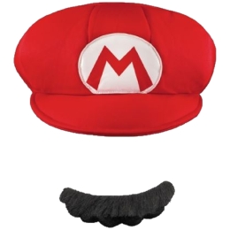 SUPER MARIO HAT & MOUSTACHE MARIO ADULT