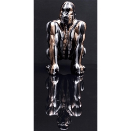 Statue Gorille Doré argenté 45cm
