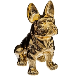 Statue Bulldog Or En Céramique