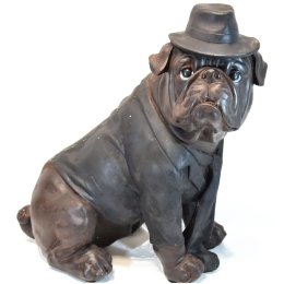 Statue Chien Avec Chapeau  45Cm